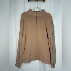 Men's Tan Half-Zip Sweater